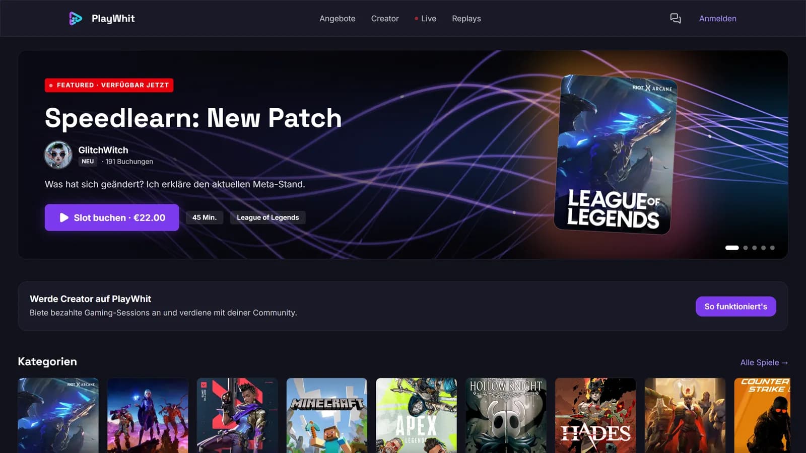 Websiteansicht: PlayWhit