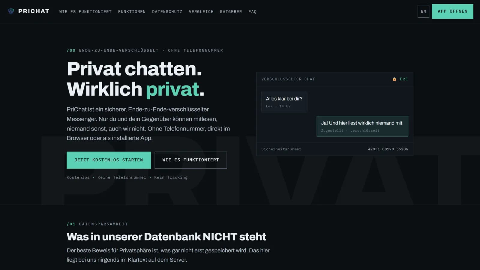 Websiteansicht: PriChat